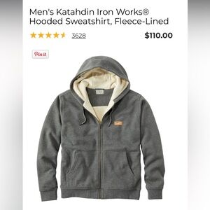 LLBean Men’s Katahdin Iron Works Hooded Sweatshirt, Fleece-Lined